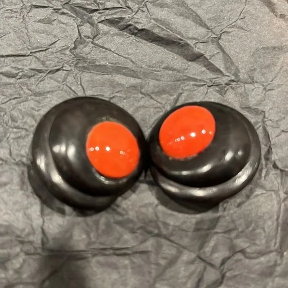 Patricia Von Musulinpre- loved vintage silver with ebony wood & coral earrings